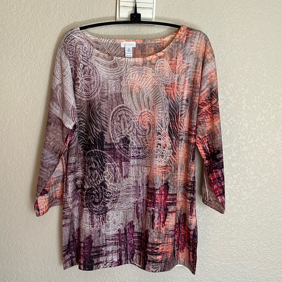 🆕 Chico’s mixed print Morgan top - Picture 1 of 7